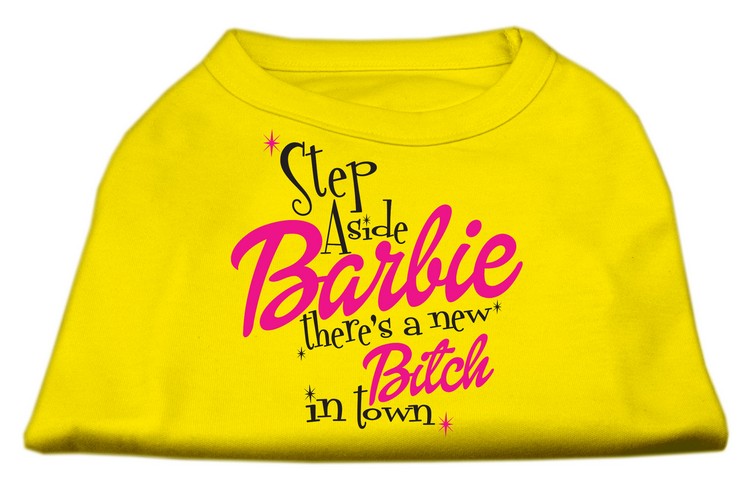 New Bitch in Town Screen Print Dog Shirt Yellow XXL